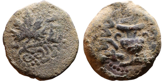 Ancient coin of JUDAEA Jerusalem mint - First Jewish Revolt (66-70 AD). AE prutah