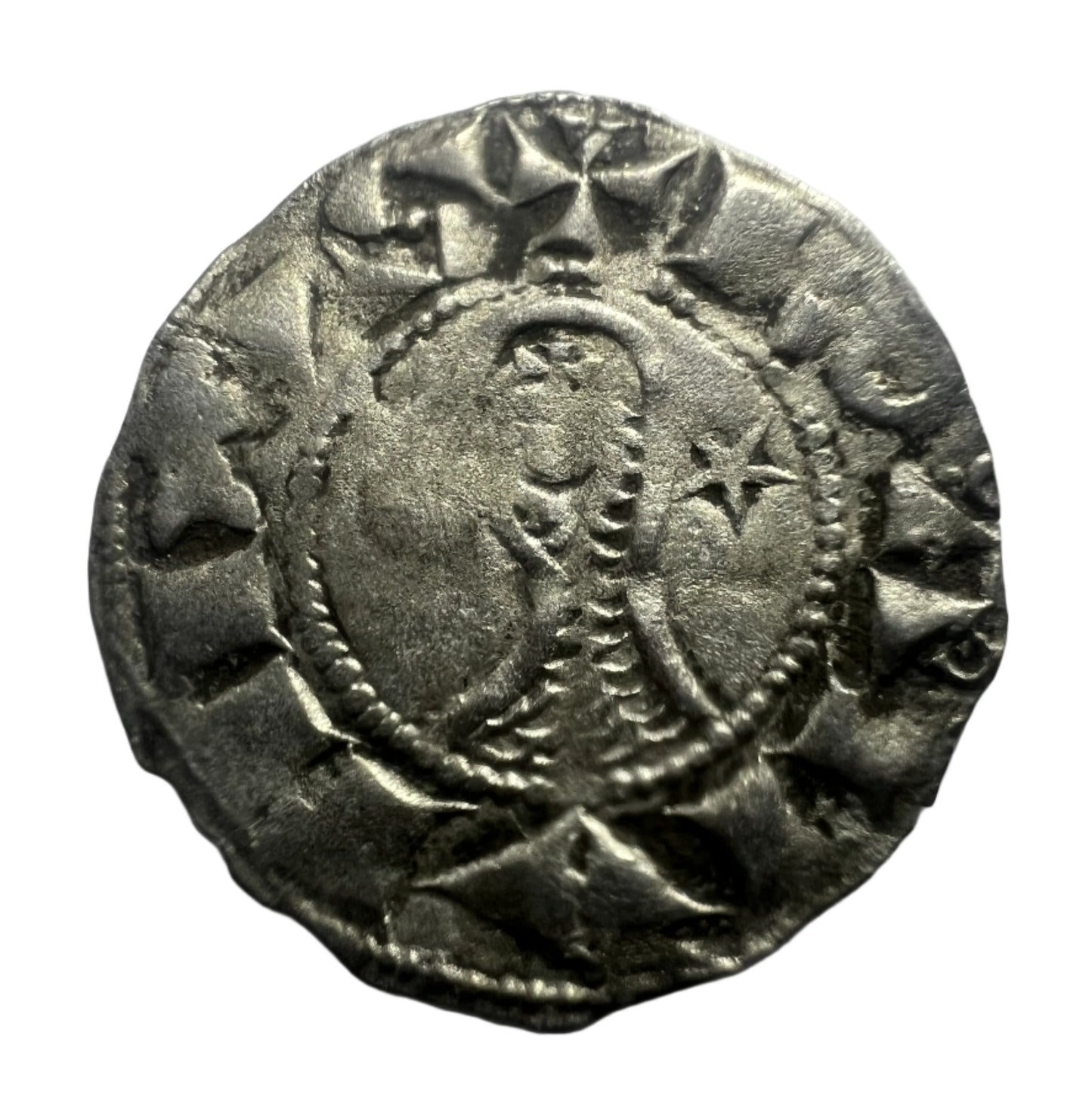 Medieval Crusader - Knight Templar Silver Denier Coin - Bohemond III (1163-1201)