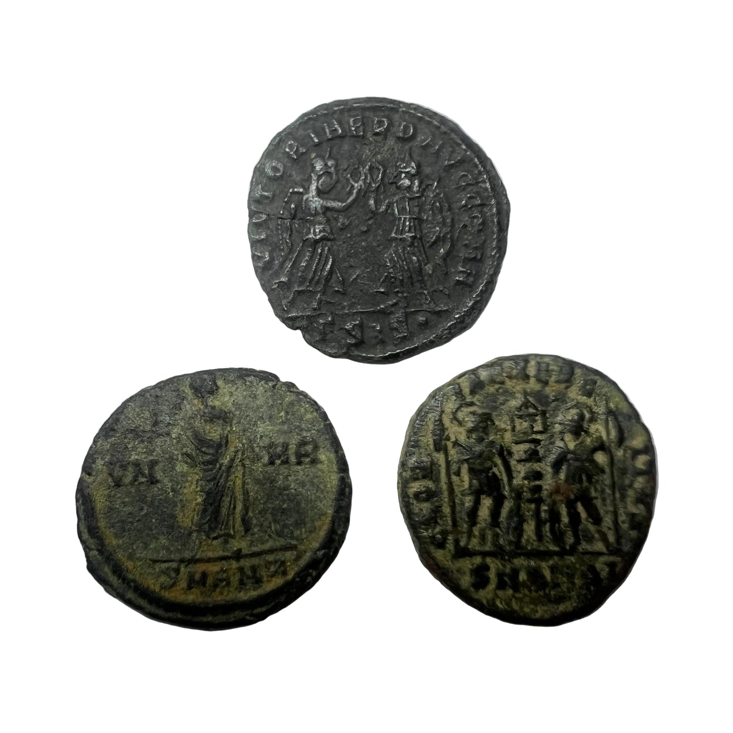 3 Genuine Uncleaned Ancient Roman Coin In Display Case