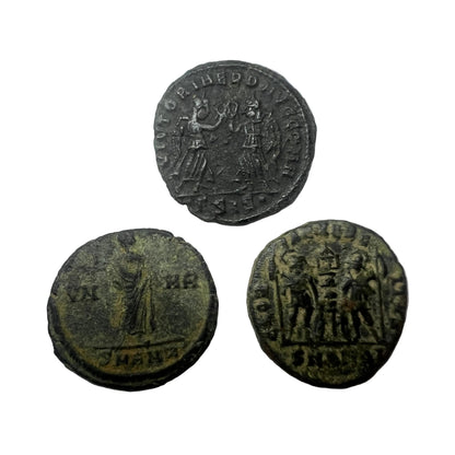 3 Genuine Uncleaned Ancient Roman Coin In Display Case