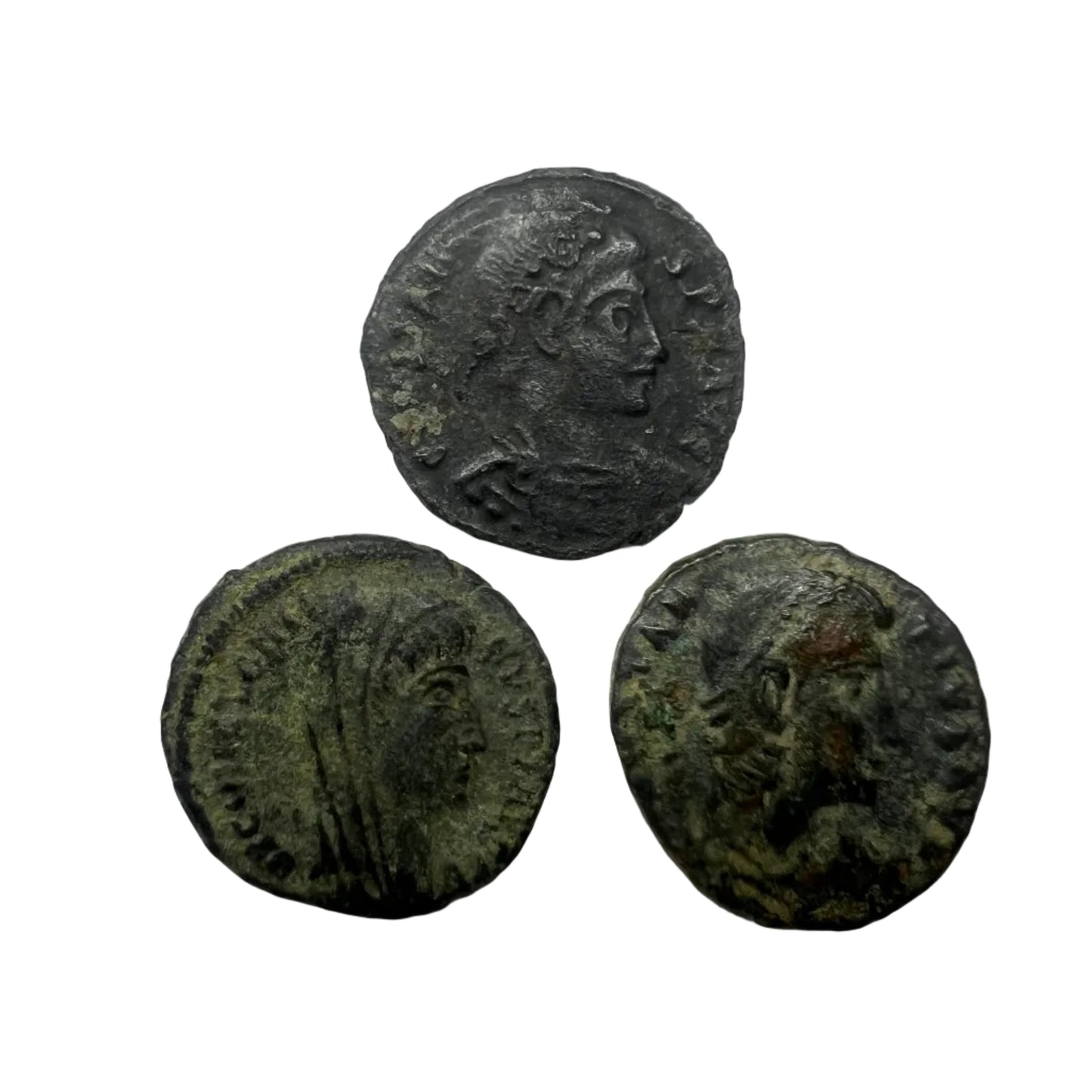 3 Genuine Uncleaned Ancient Roman Coin In Display Case