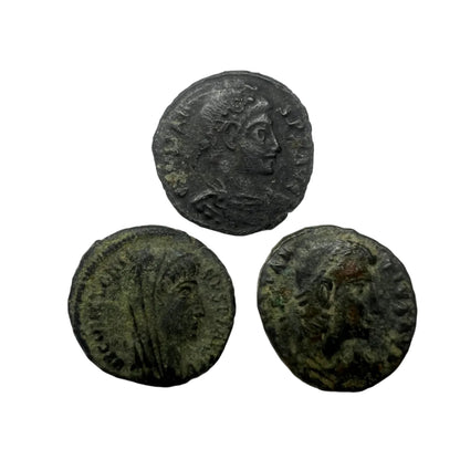 3 Genuine Uncleaned Ancient Roman Coin In Display Case