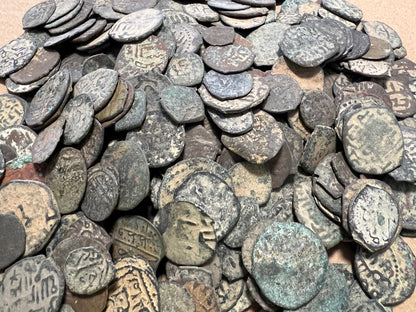 Uncleaned Medieval Islamic Empire Bronze Coins - AD 1037–1308 (specify amount)
