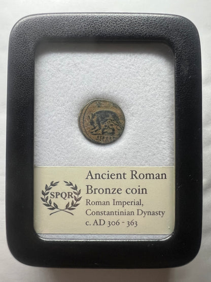 Ancient Roman coin She Wolf Urbs Roma