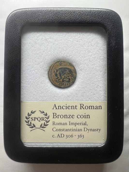 Genuine Constantine the Great Ancient Roman Coin In Display Case (URBS ROMA)
