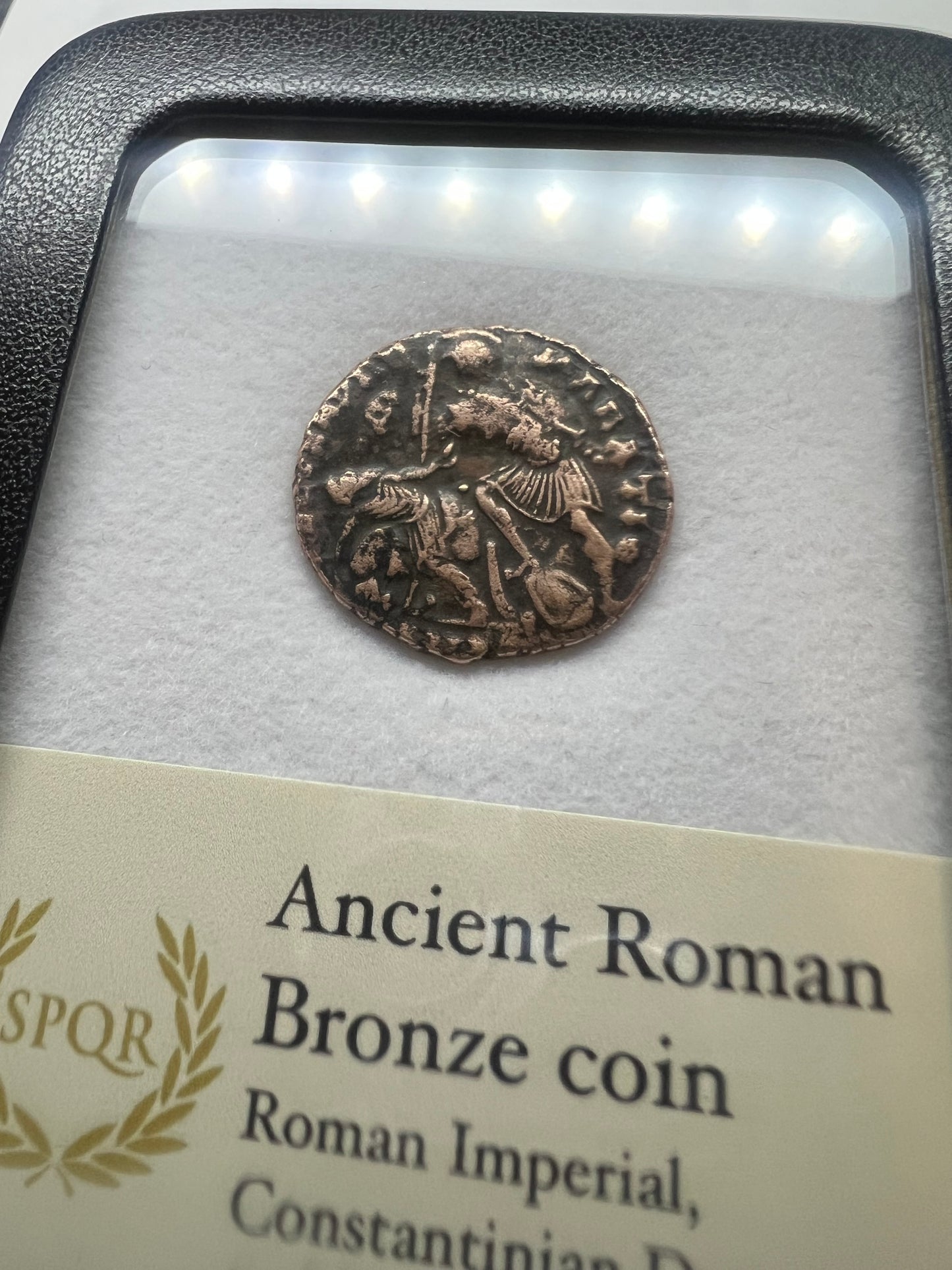 Genuine Ancient Roman Coin In Display Case (Constantinian Era Cleaned Coin)