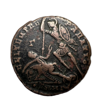 Genuine Ancient Roman Coin In Display Case (Fallen Horseman Cleaned Coin)