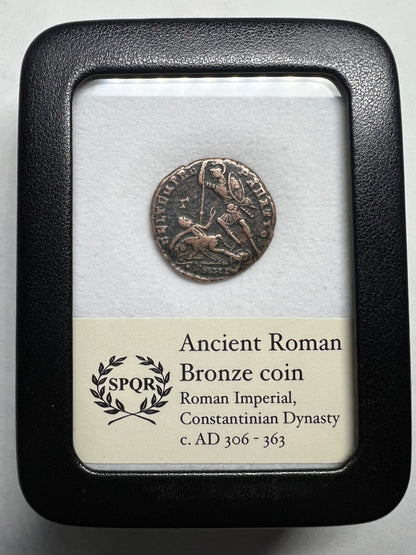 Genuine Ancient Roman Coin In Display Case (Fallen Horseman Cleaned Coin)