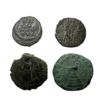 4 Genuine Uncleaned Ancient Roman Coins In Display Case