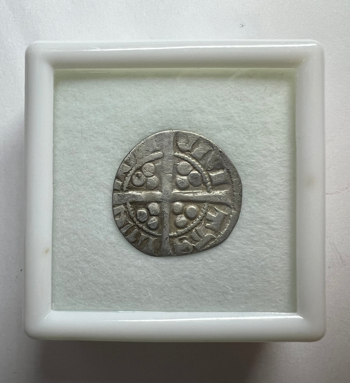 Medieval England King Edward I Hammered Silver Penny - Circa 1285 A.D. + Display Box