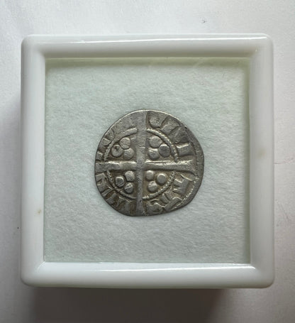 Medieval England King Edward I Hammered Silver Penny - Circa 1285 A.D. + Display Box