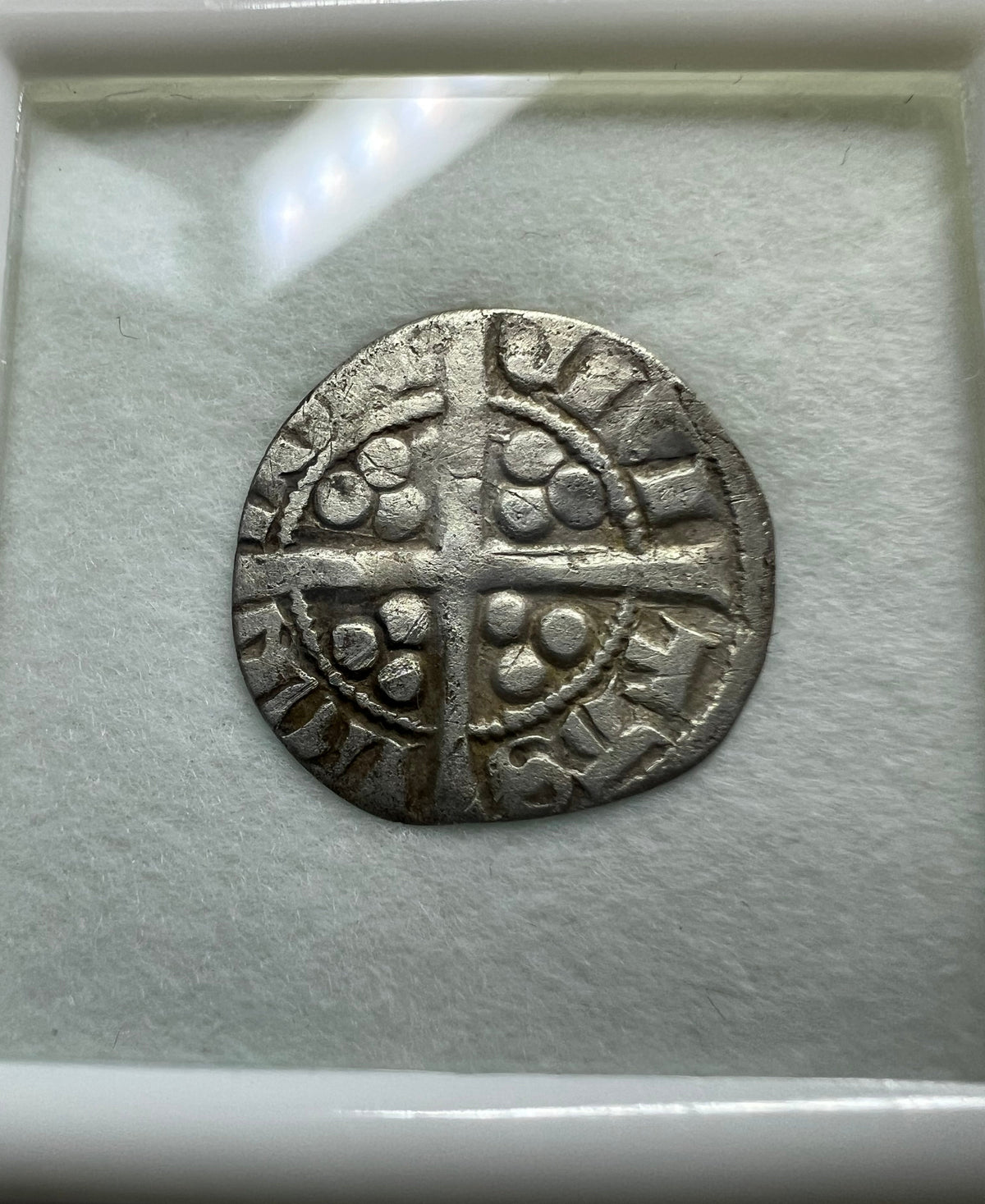 Medieval England King Edward I Hammered Silver Penny - Circa 1285 A.D. + Display Box