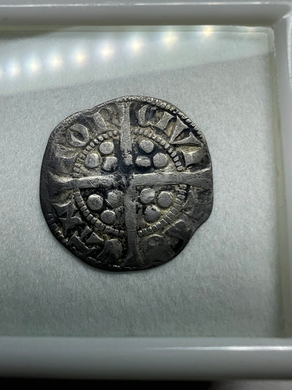 Medieval England King Edward I Hammered Silver Penny - Circa 1285 A.D. + Display Box