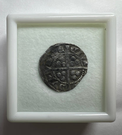 Medieval England King Edward I Hammered Silver Penny - Circa 1285 A.D. + Display Box