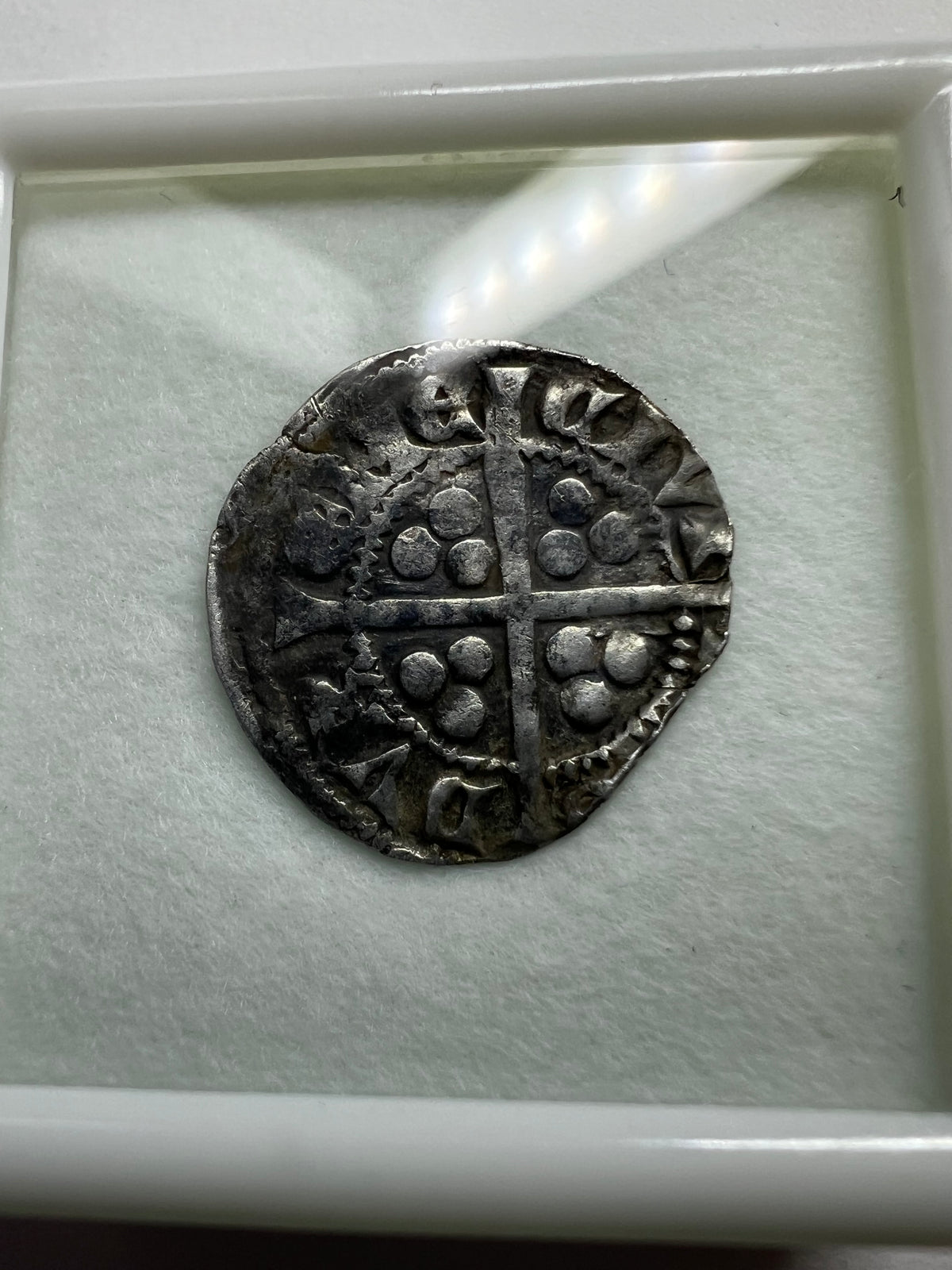 Medieval England King Edward I Hammered Silver Penny - Circa 1285 A.D. + Display Box