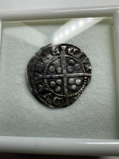 Medieval England King Edward I Hammered Silver Penny - Circa 1285 A.D. + Display Box