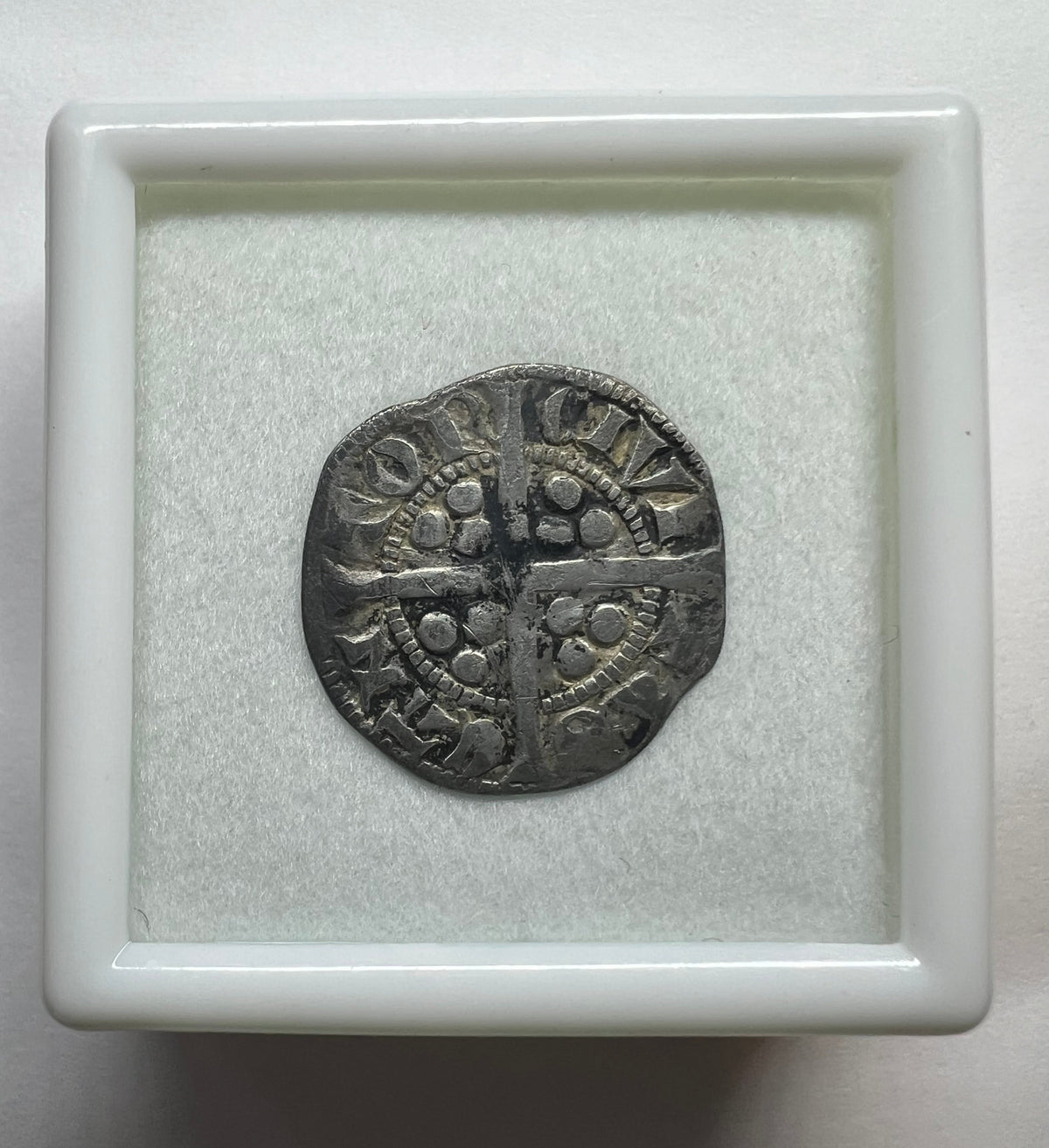 Medieval England King Edward I Hammered Silver Penny - Circa 1285 A.D. + Display Box
