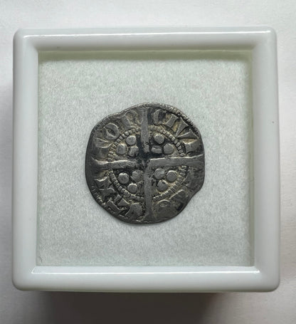 Medieval England King Edward I Hammered Silver Penny - Circa 1285 A.D. + Display Box
