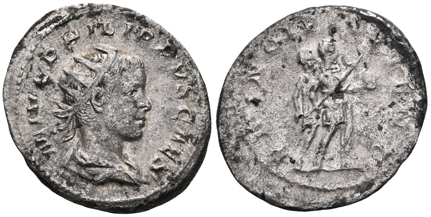 Roman Imperial Coin Philip II AD.247-249.  Silver Antoninianus + Pouch!