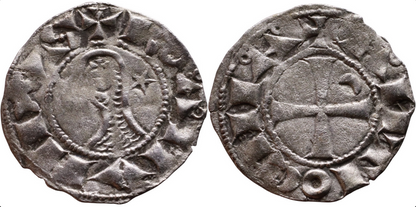 Medieval Crusader - Knight Templar Silver Denier Coin - Bohemond III (1163-1201)