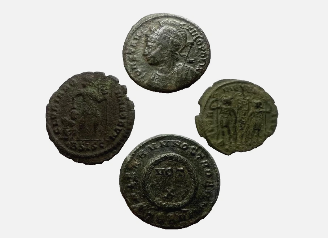 4 Genuine Uncleaned Ancient Roman Coins In Display Case