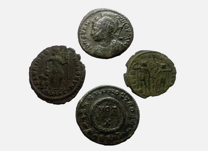 4 Genuine Uncleaned Ancient Roman Coins In Display Case