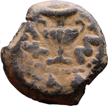 Ancient coin of JUDAEA Jerusalem mint - First Jewish Revolt (66-70 AD). AE prutah + Display Box