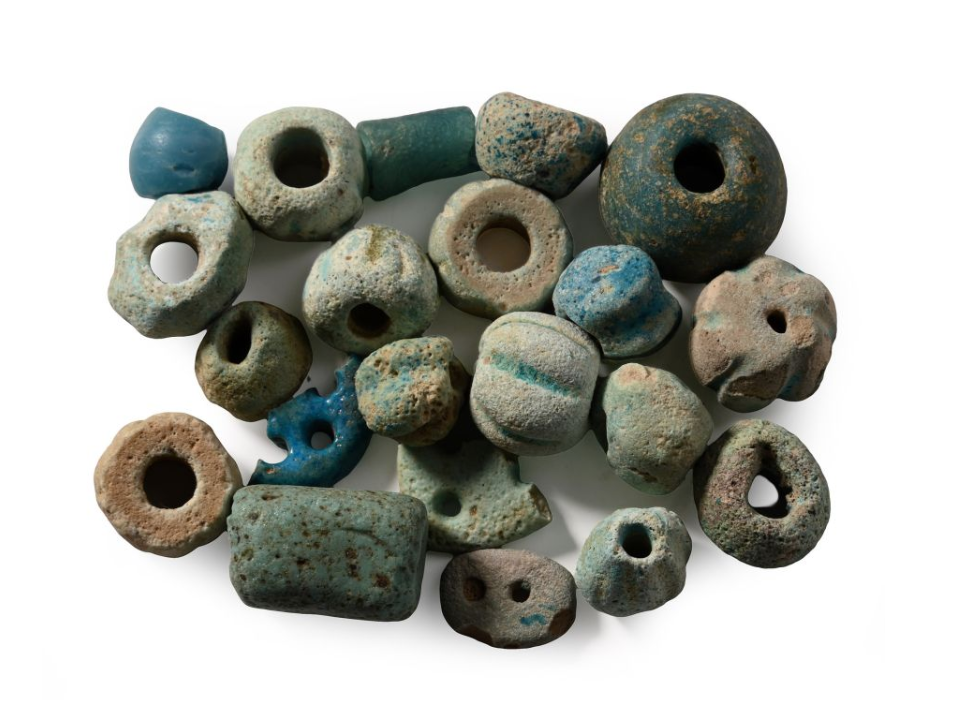 Lot of Romano-Egyptian Melon and Mixed Faience Beads Circa 30 B.C.-323 A.D.