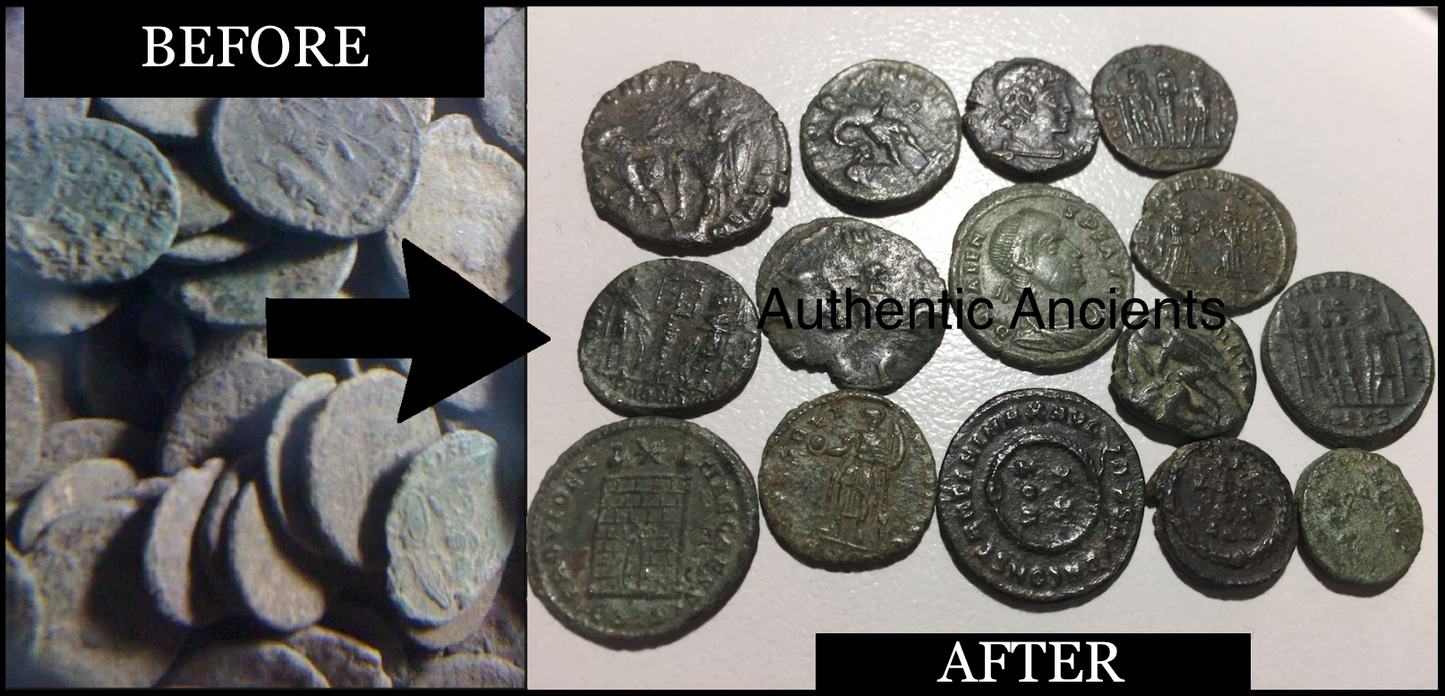 Uncleaned Roman Coin Cleaning Tools - Artifact Restoration Set